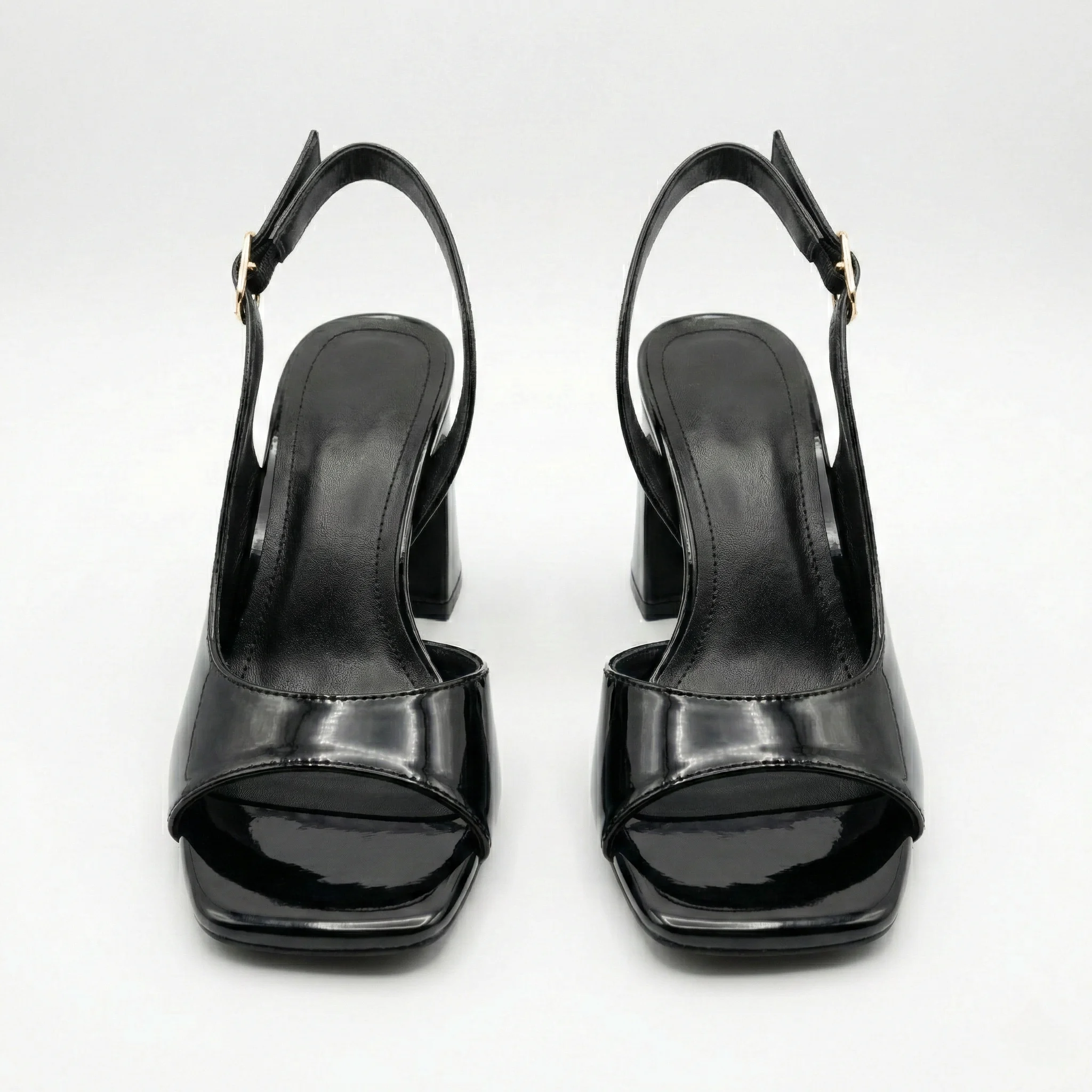 Doria Küt Burunlu Topuklu Sandalet - SİYAH RUGAN