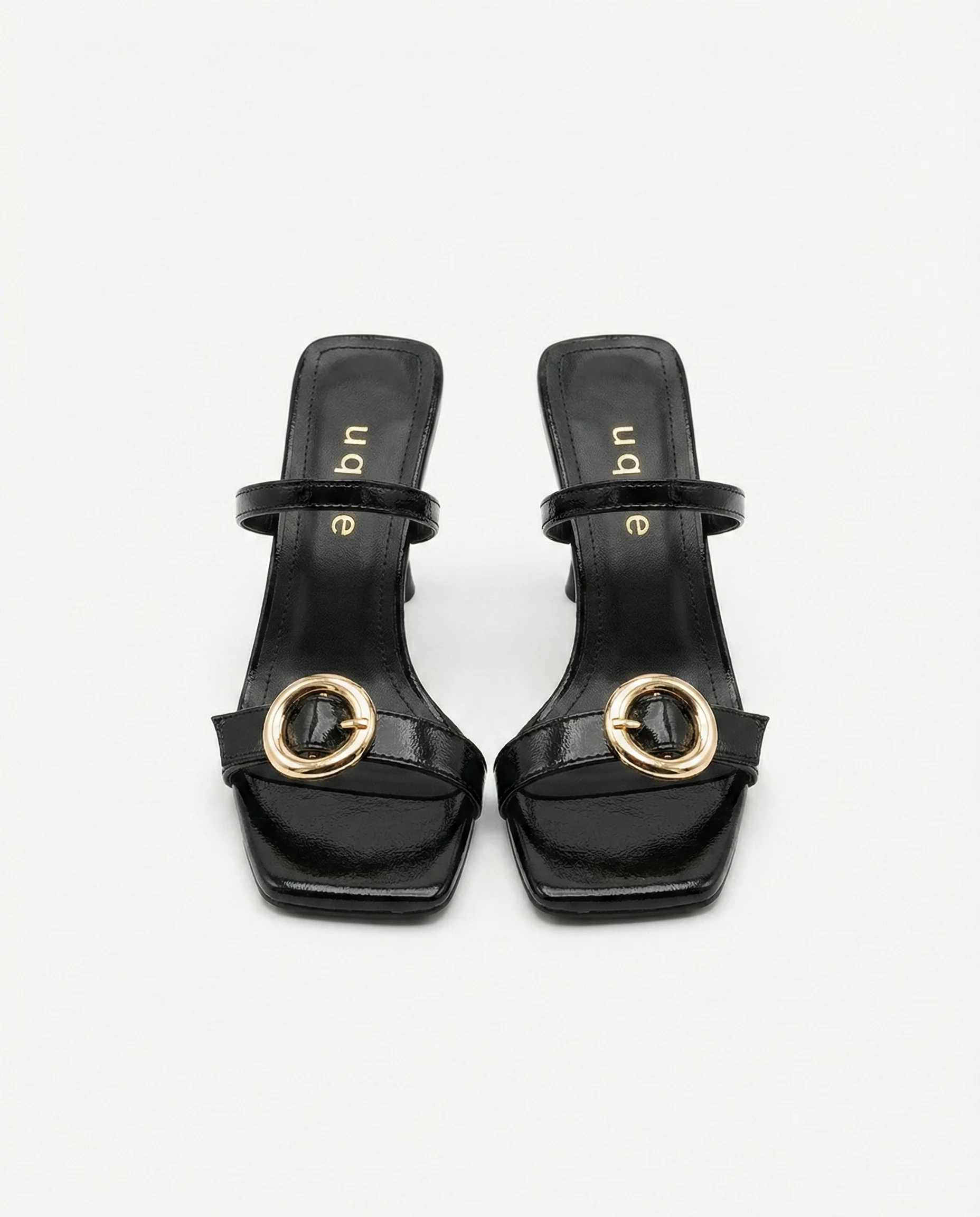 Talya Gold Halka Tokalı Kadeh Topuklu Terlik - SİYAH KIRIŞIK