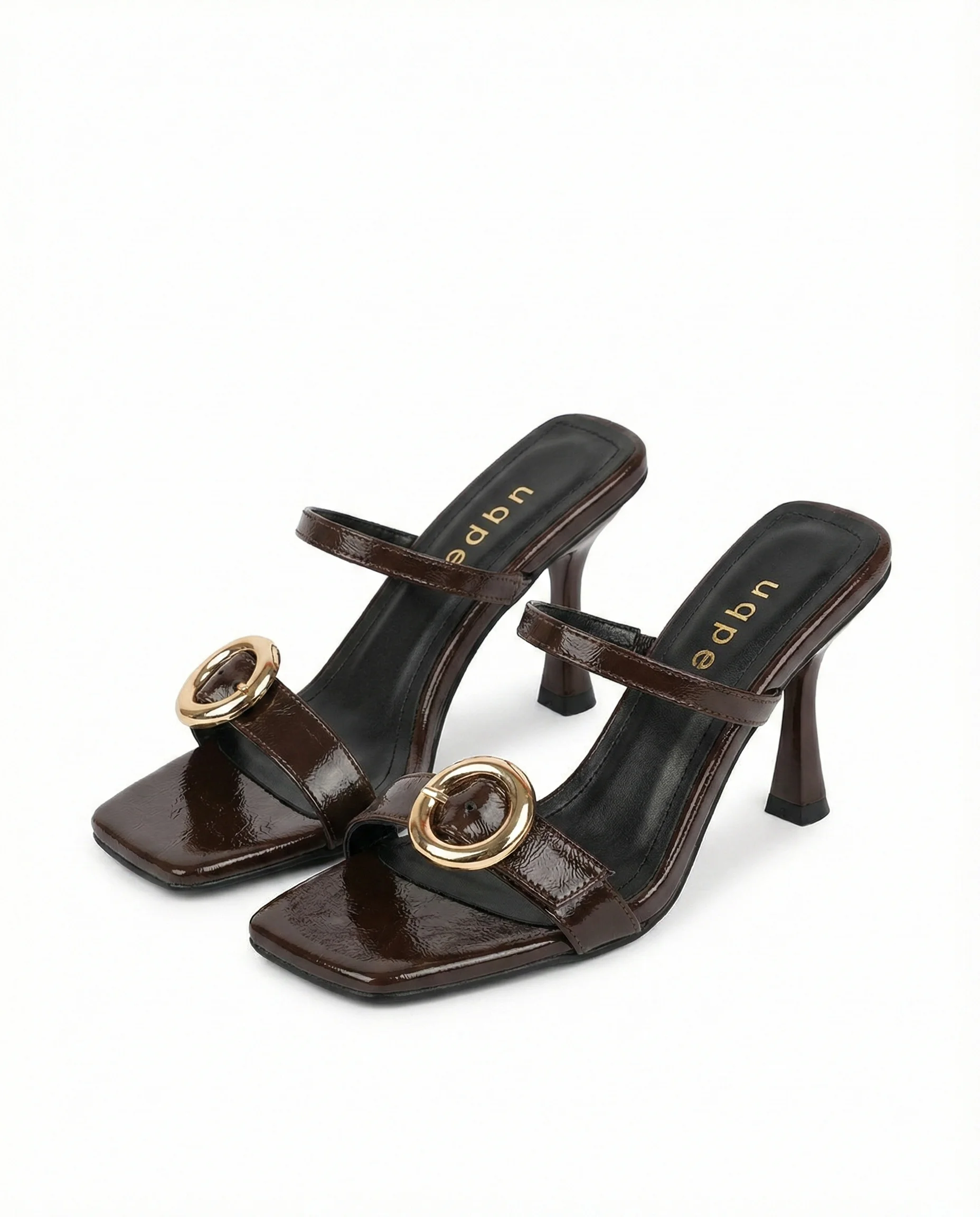 Talya Gold Halka Tokalı Kadeh Topuklu Terlik - KAHVE KIRIŞIK