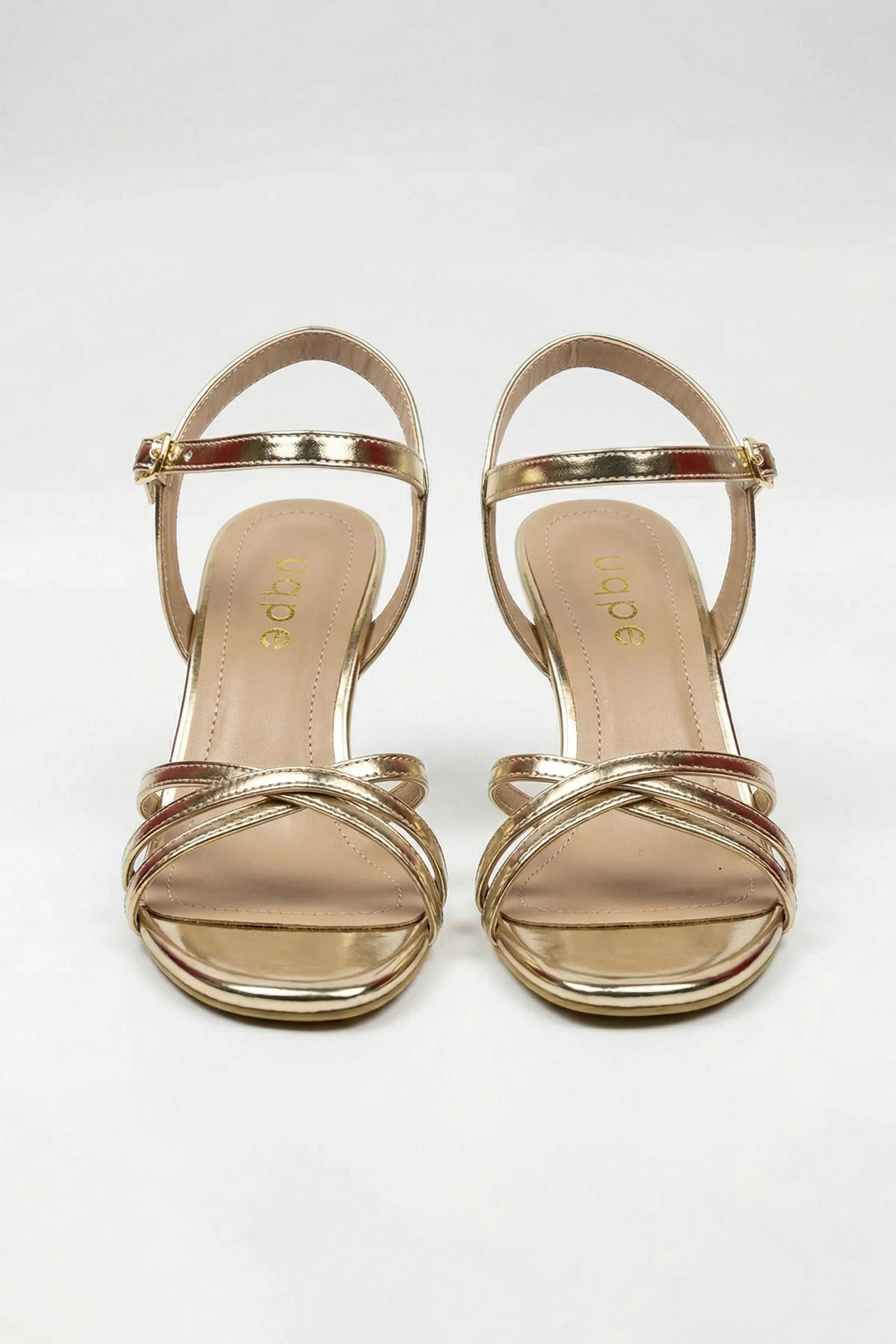 Kelly İnce Çapraz Bantlı Kadeh Kadın Topuklu Sandalet - ALTIN FOLYO