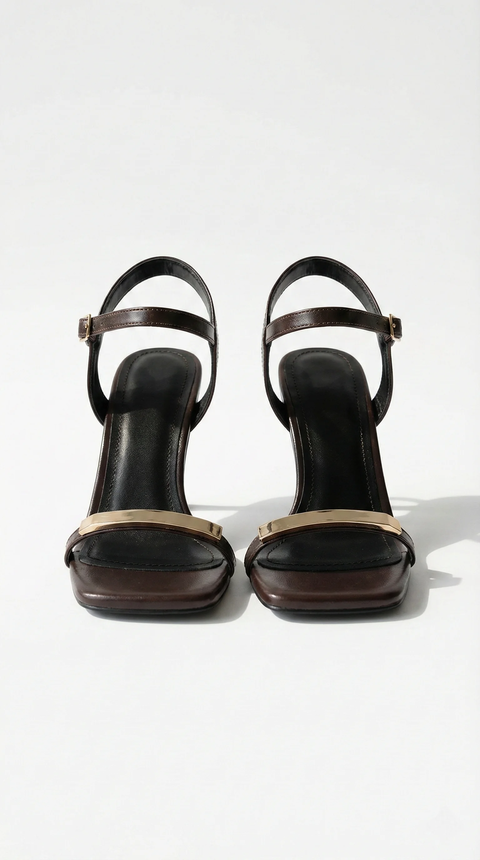 Freya Gold Metal Detaylı Kadeh Topuklu Ayakkabı - KAHVE KIRIŞIK