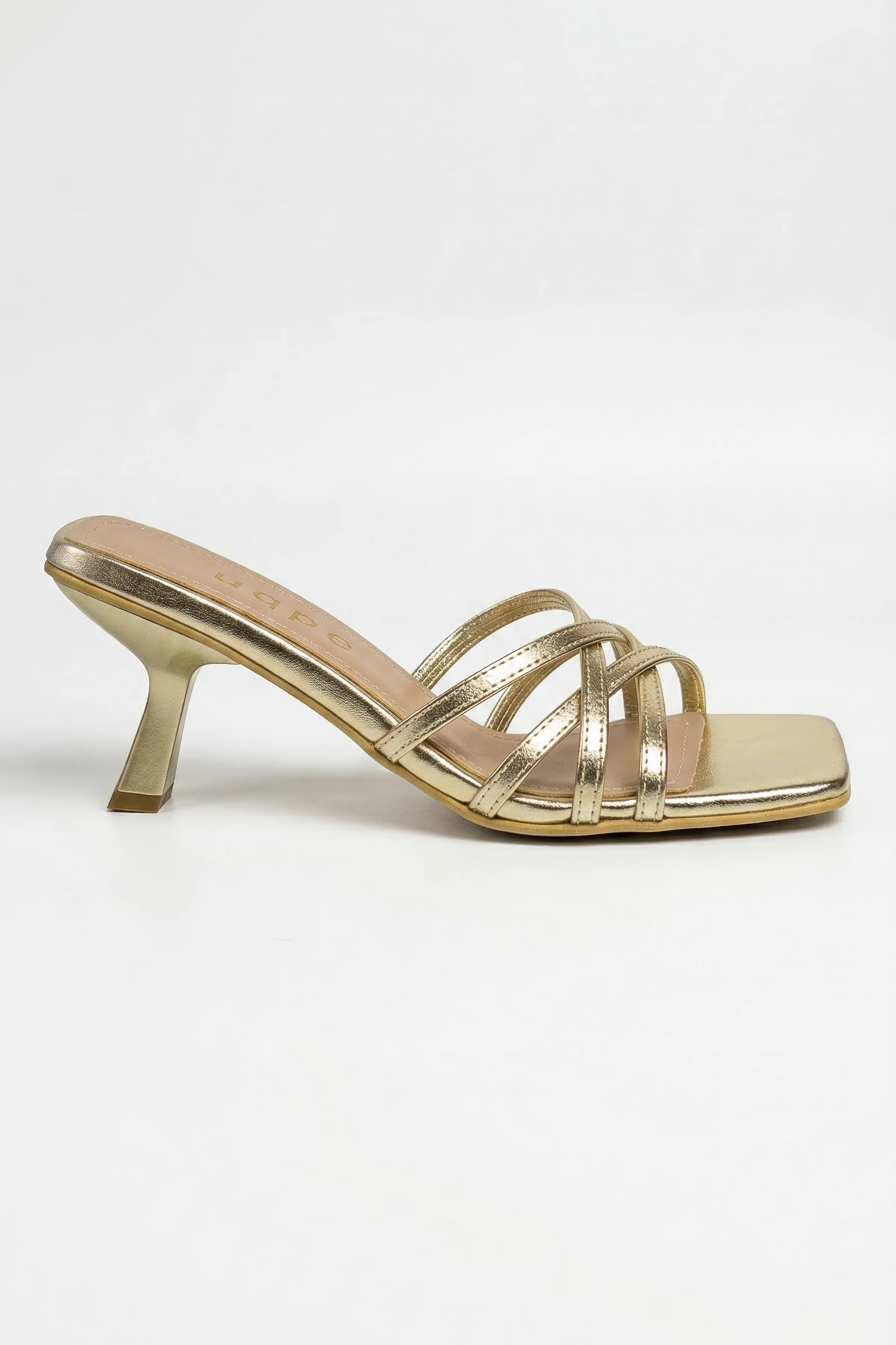 Monzas Çapraz Bantlı Kadeh Topuklu Terlik Mule - ALTIN FOLYO