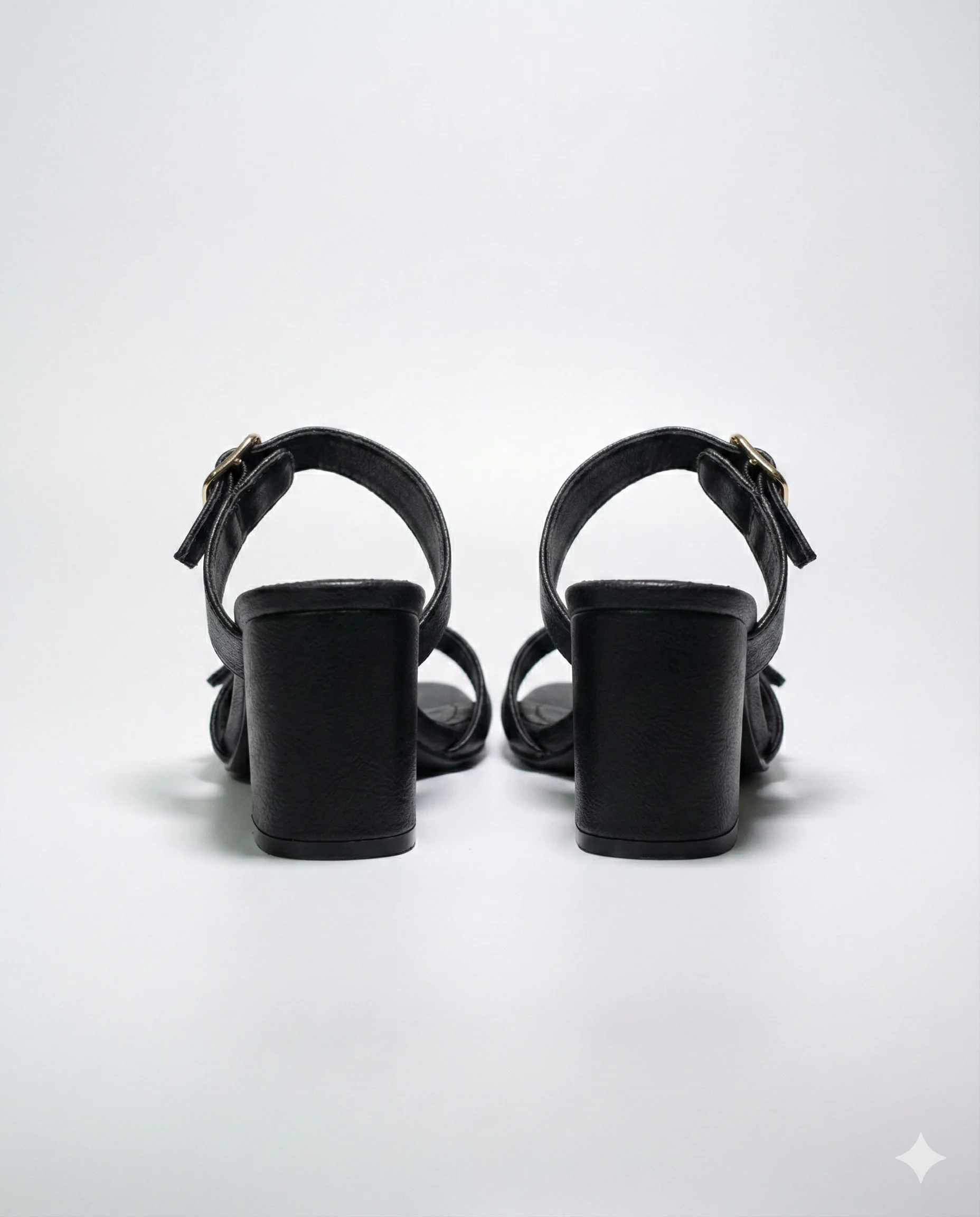 Belvia Çift Bantlı Toka Detaylı Topuklu Mule Terlik - SİYAH REAL