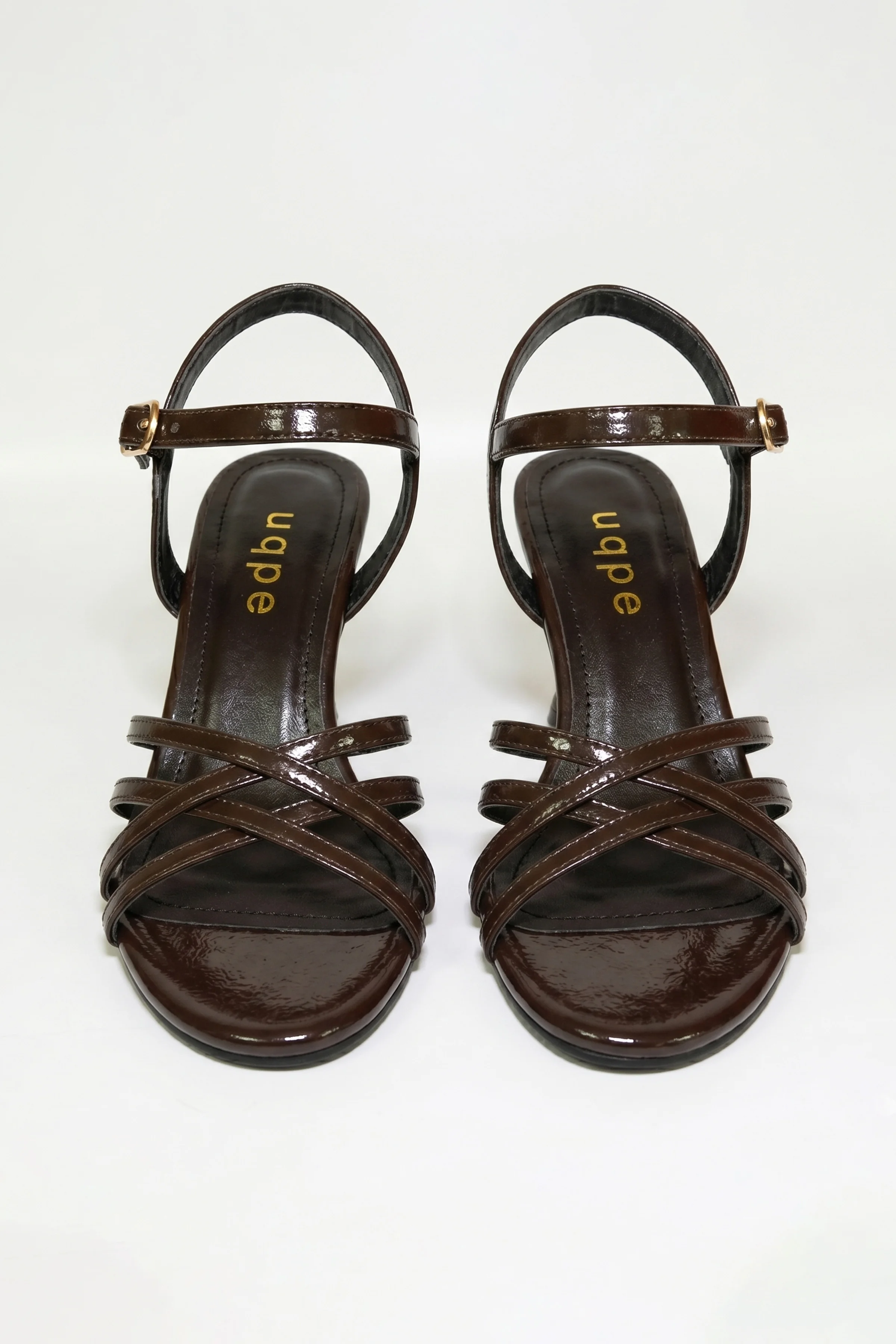 Kelly İnce Çapraz Bantlı Kadeh Kadın Topuklu Sandalet - KAHVE KIRIŞIK