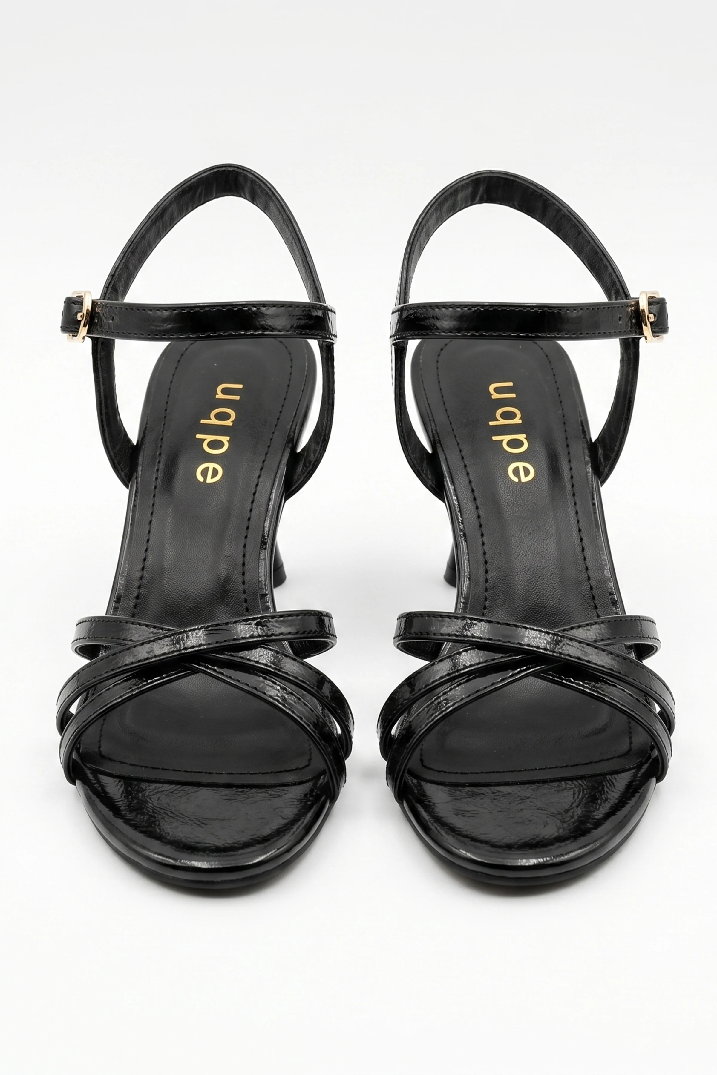 Kelly İnce Çapraz Bantlı Kadeh Kadın Topuklu Sandalet - SİYAH KIRIŞIK