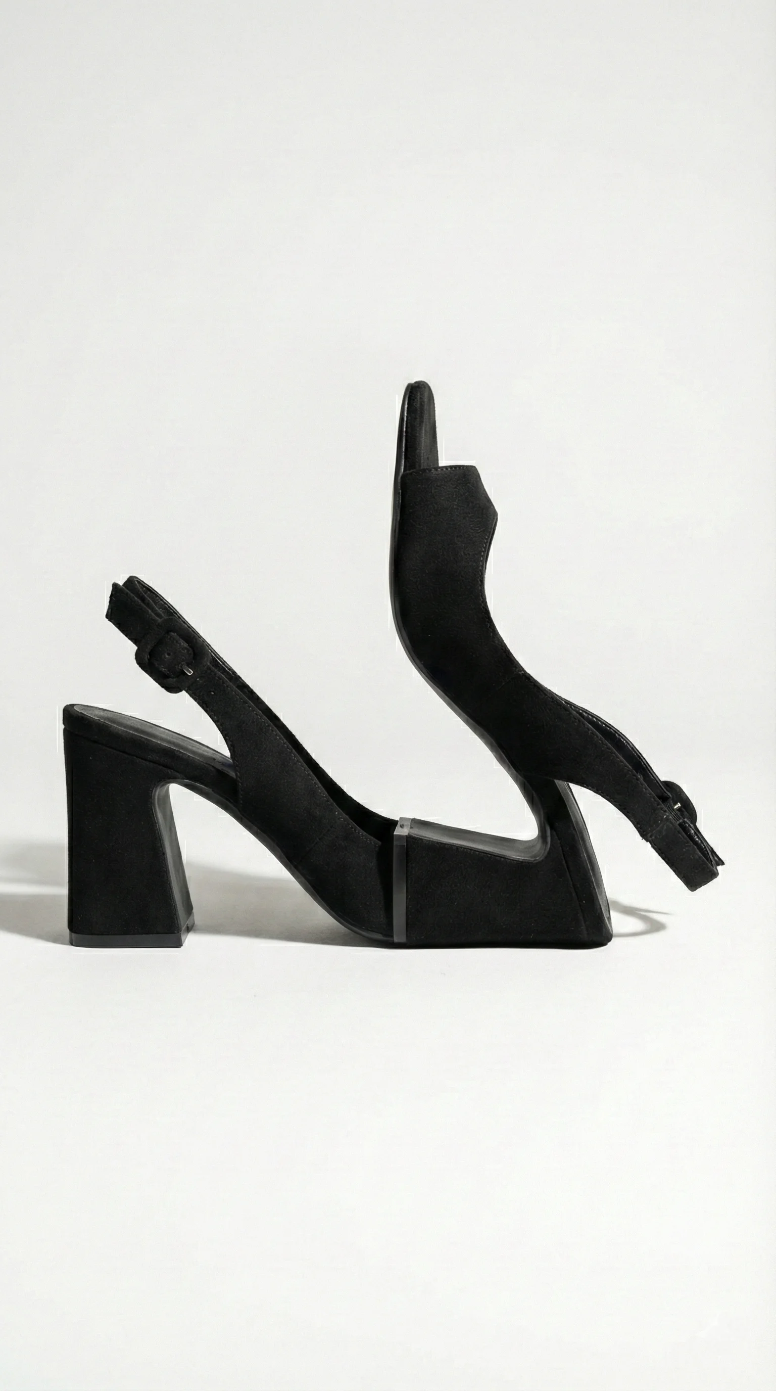 Doria Küt Burunlu Topuklu Sandalet - SİYAH SÜET