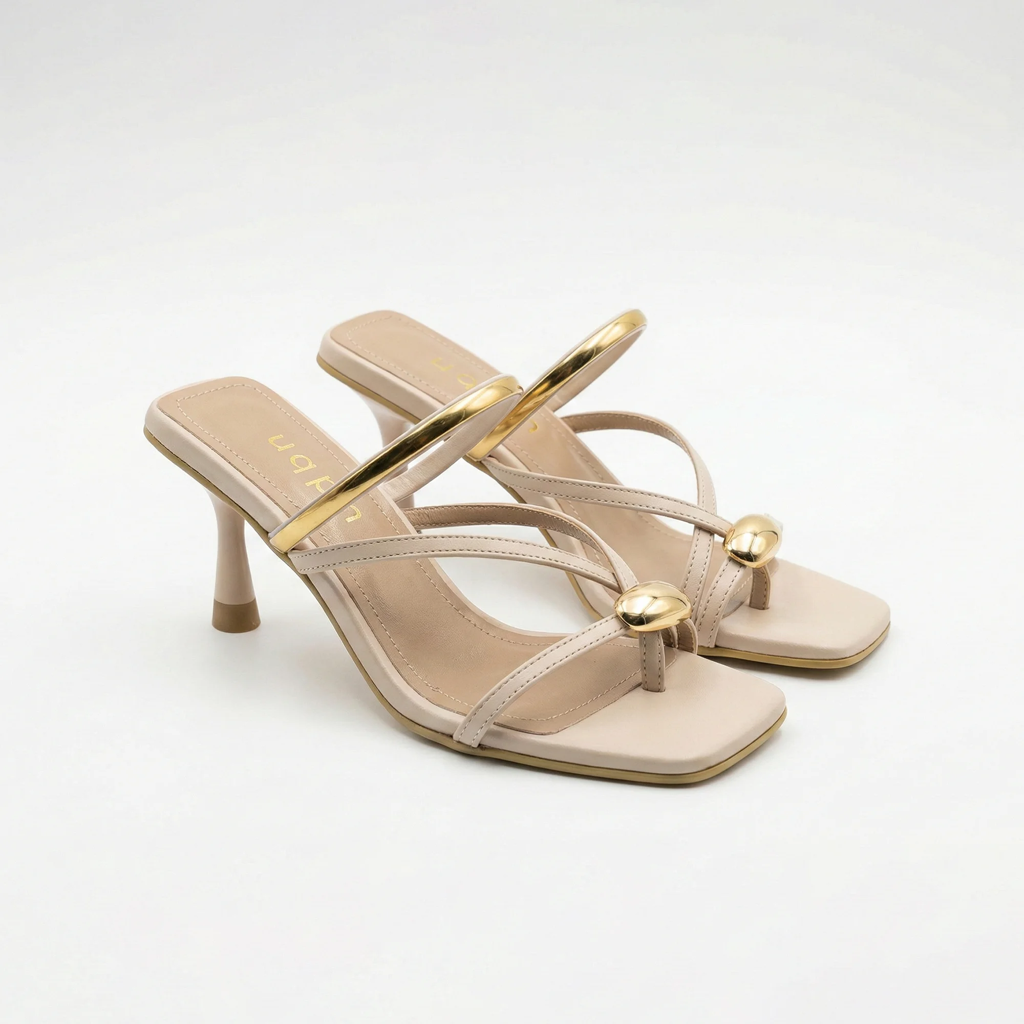 Dolia Gold Bantlı Parmak Arası Kadeh Topuklu Terlik