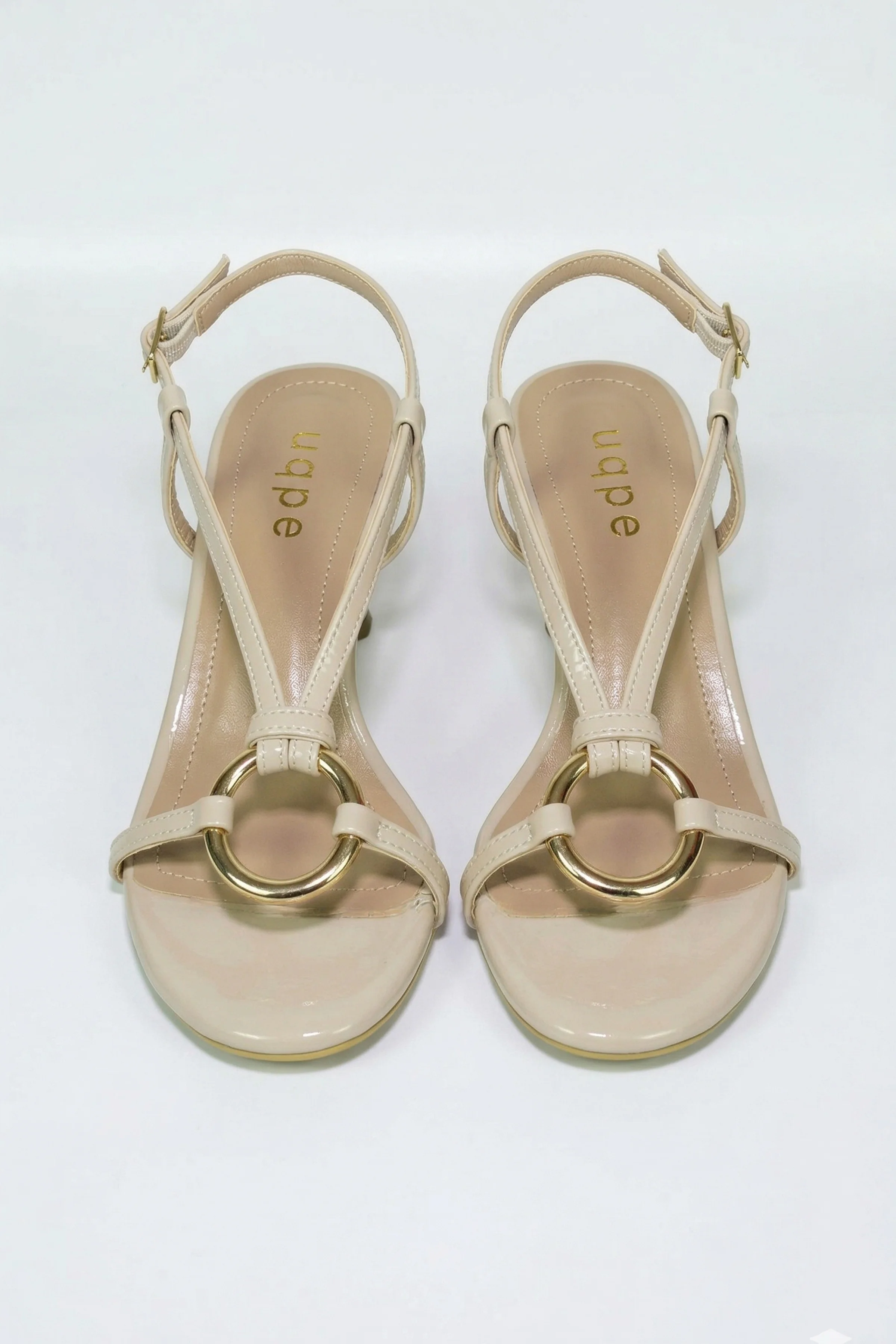 Selly Gold Halka Detaylı İnce Bantlı Kadeh Kadın Topuklu Sandalet