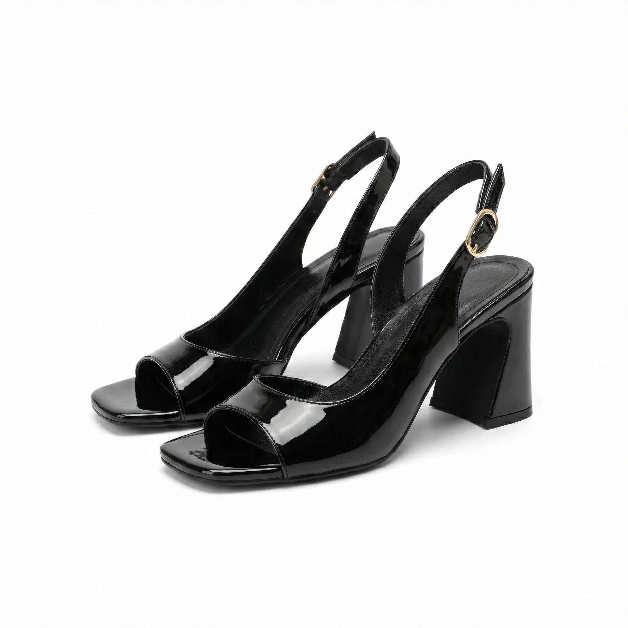 Doria Küt Burunlu Topuklu Sandalet - SİYAH RUGAN