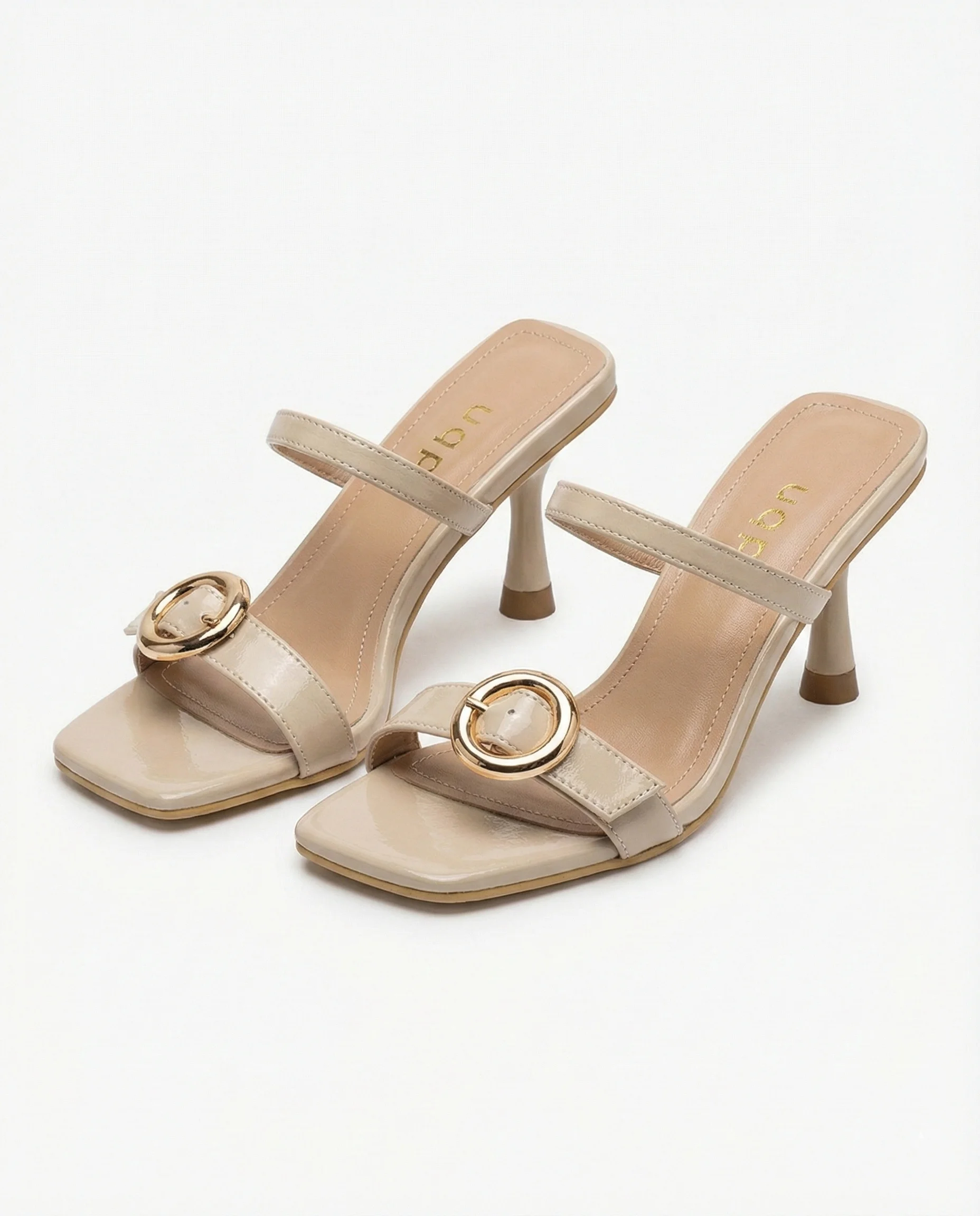 Talya Gold Halka Tokalı Kadeh Topuklu Terlik - EKRU KIRIŞIK