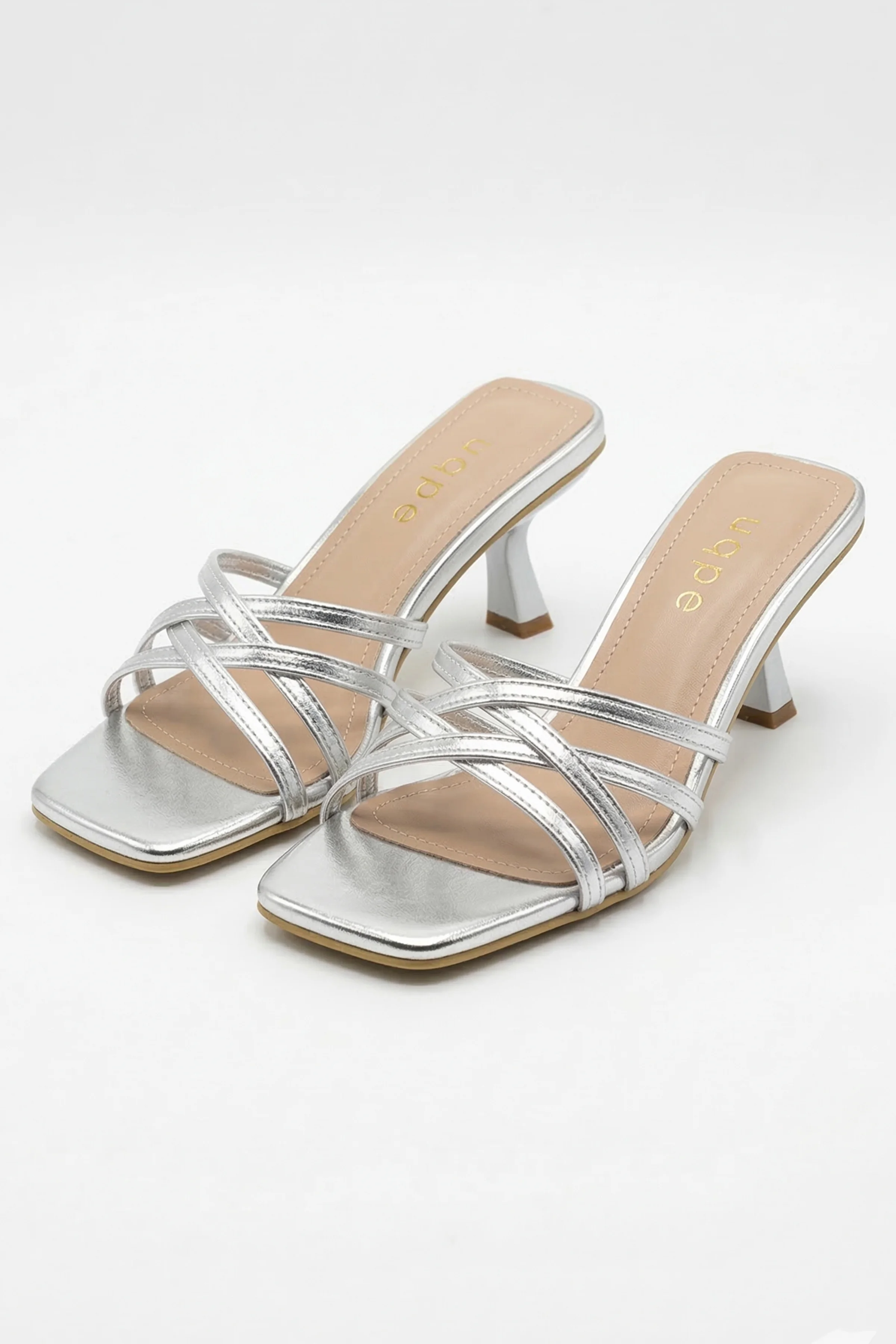 Monzas Çapraz Bantlı Kadeh Topuklu Terlik Mule - GÜMÜŞ FOLYO