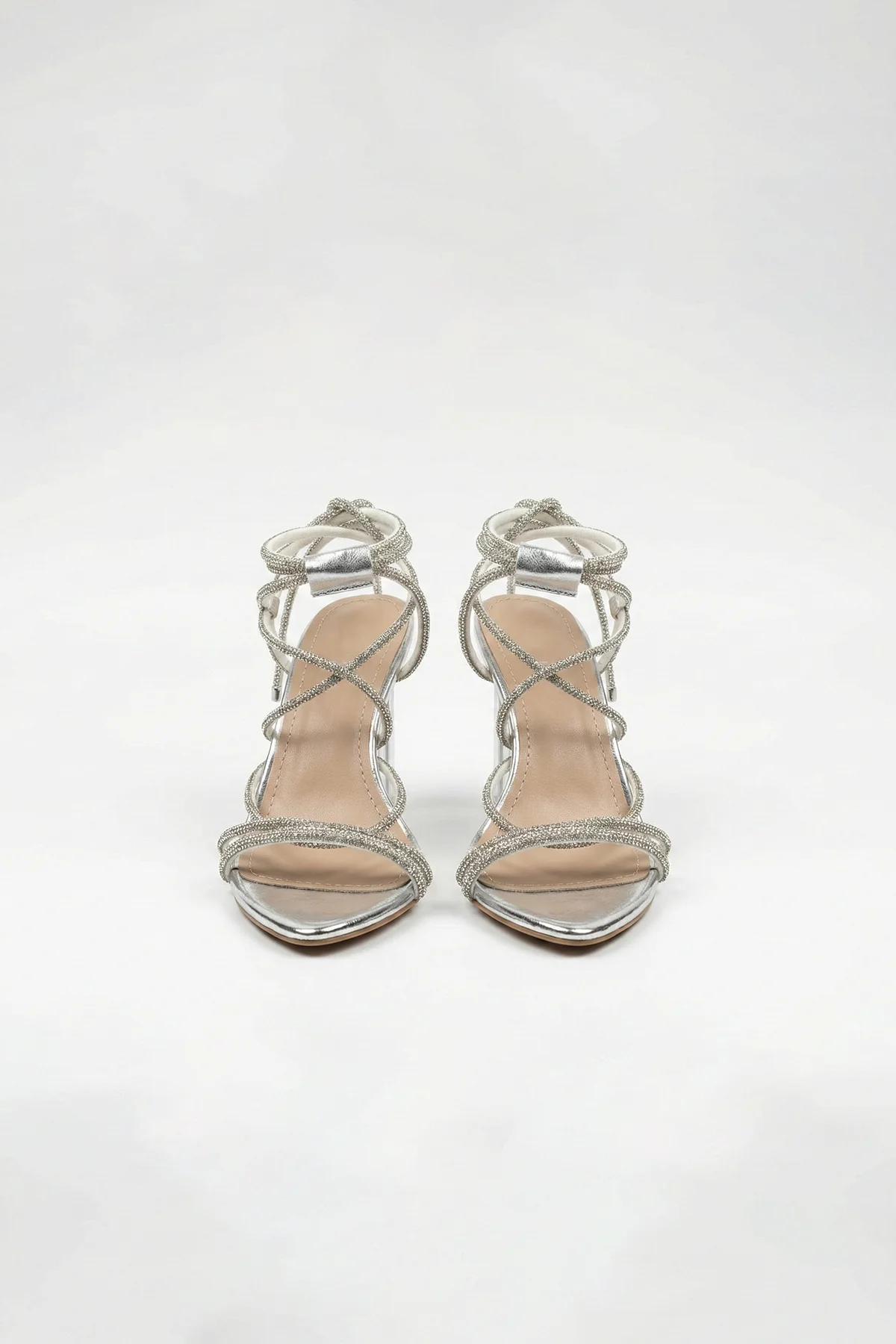 Pera Taşlı İnce Topuklu Bilekten Bağlamalı Abiye Topuklu