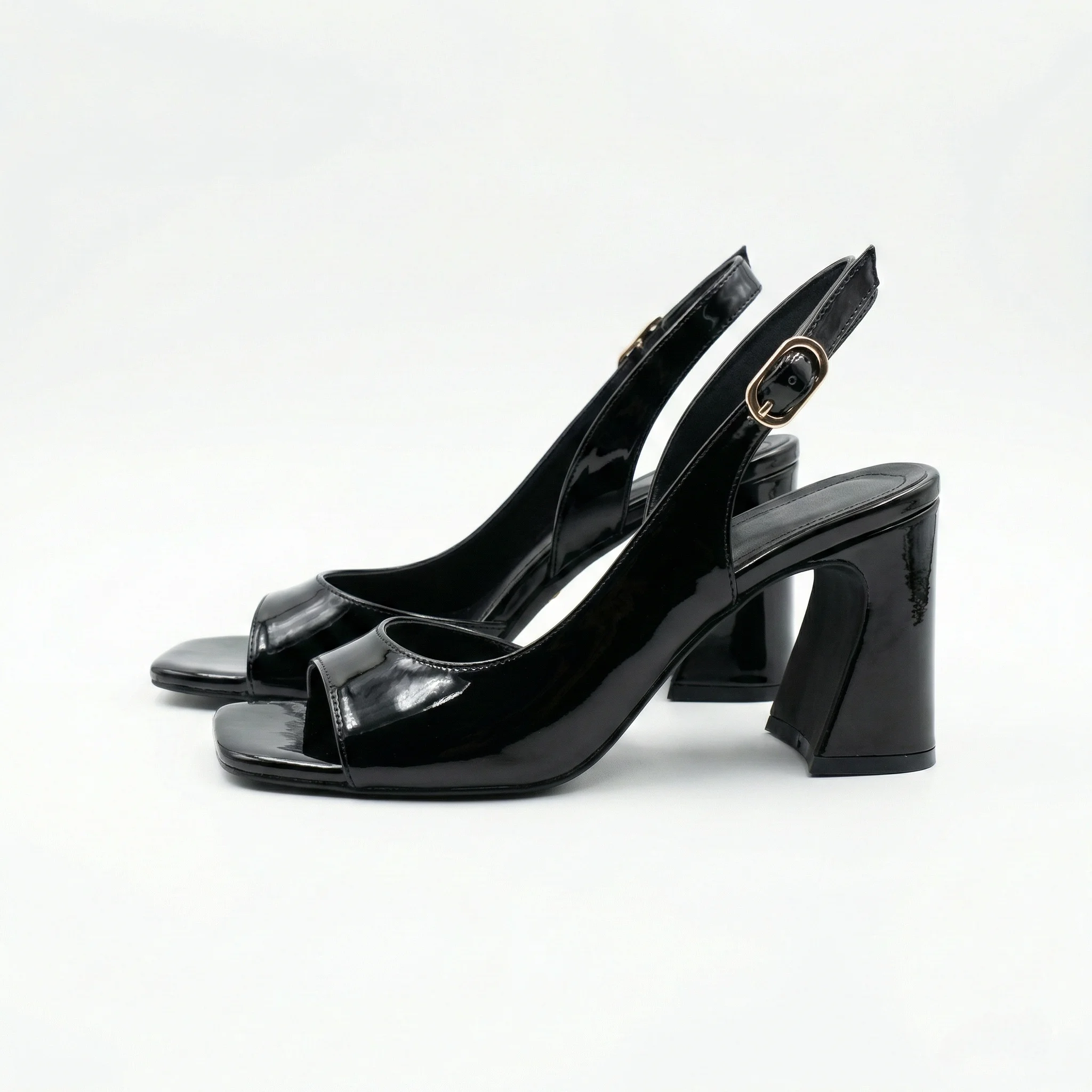 Doria Küt Burunlu Topuklu Sandalet - SİYAH RUGAN