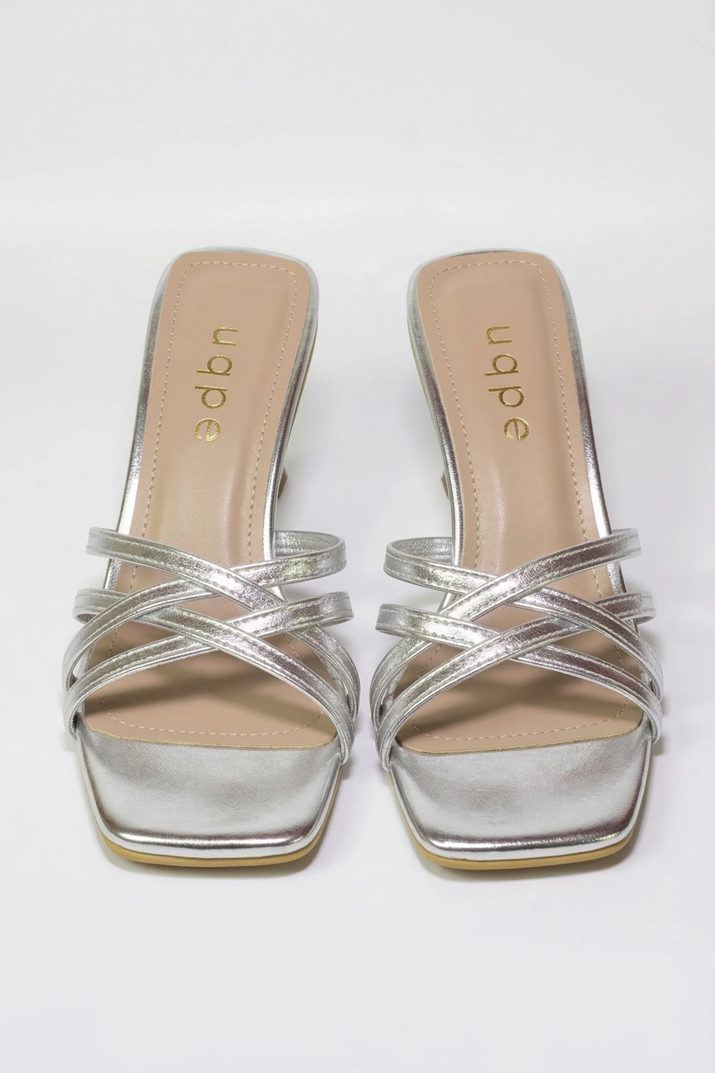 Monzas Çapraz Bantlı Kadeh Topuklu Terlik Mule - GÜMÜŞ FOLYO