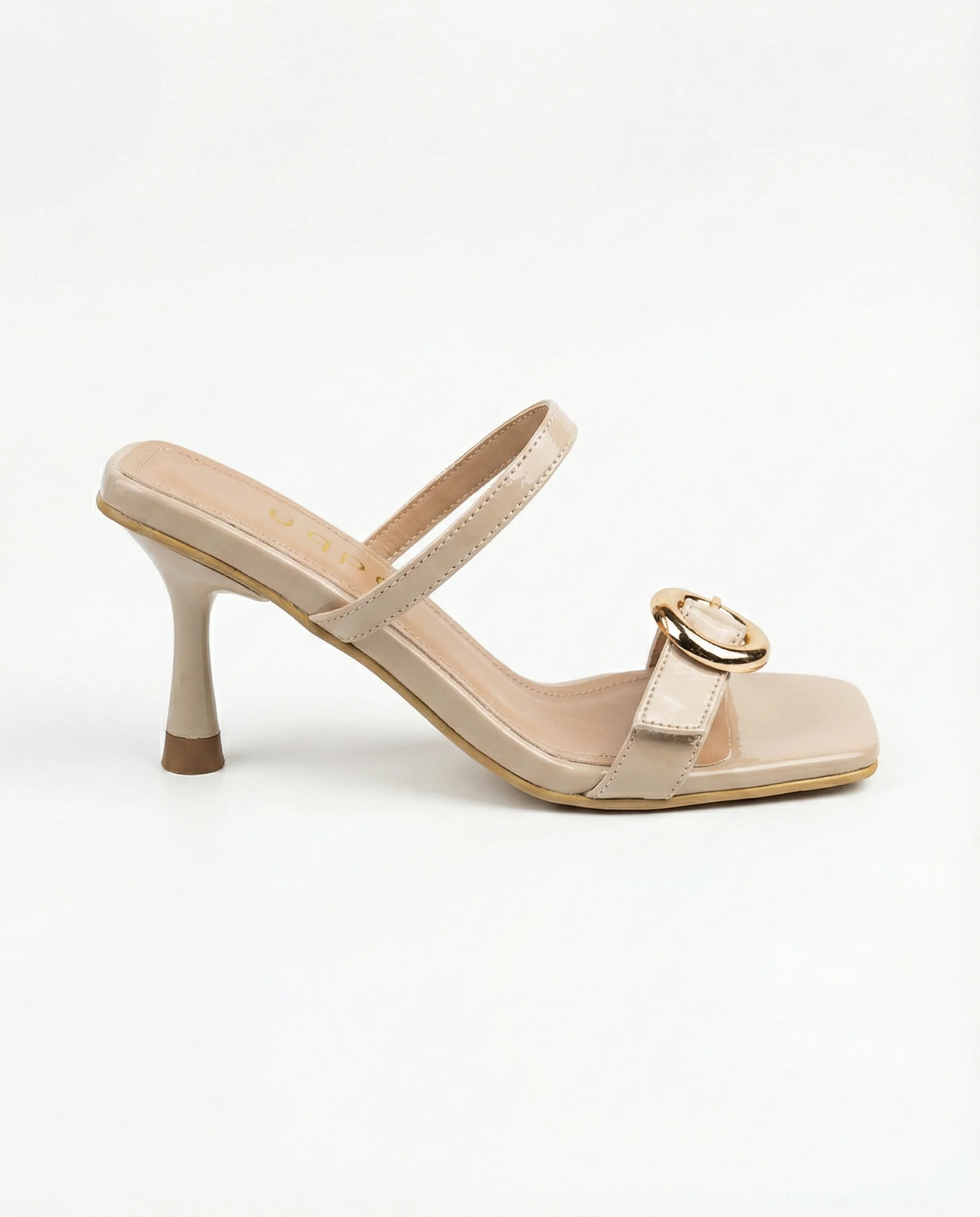 Talya Gold Halka Tokalı Kadeh Topuklu Terlik - EKRU KIRIŞIK