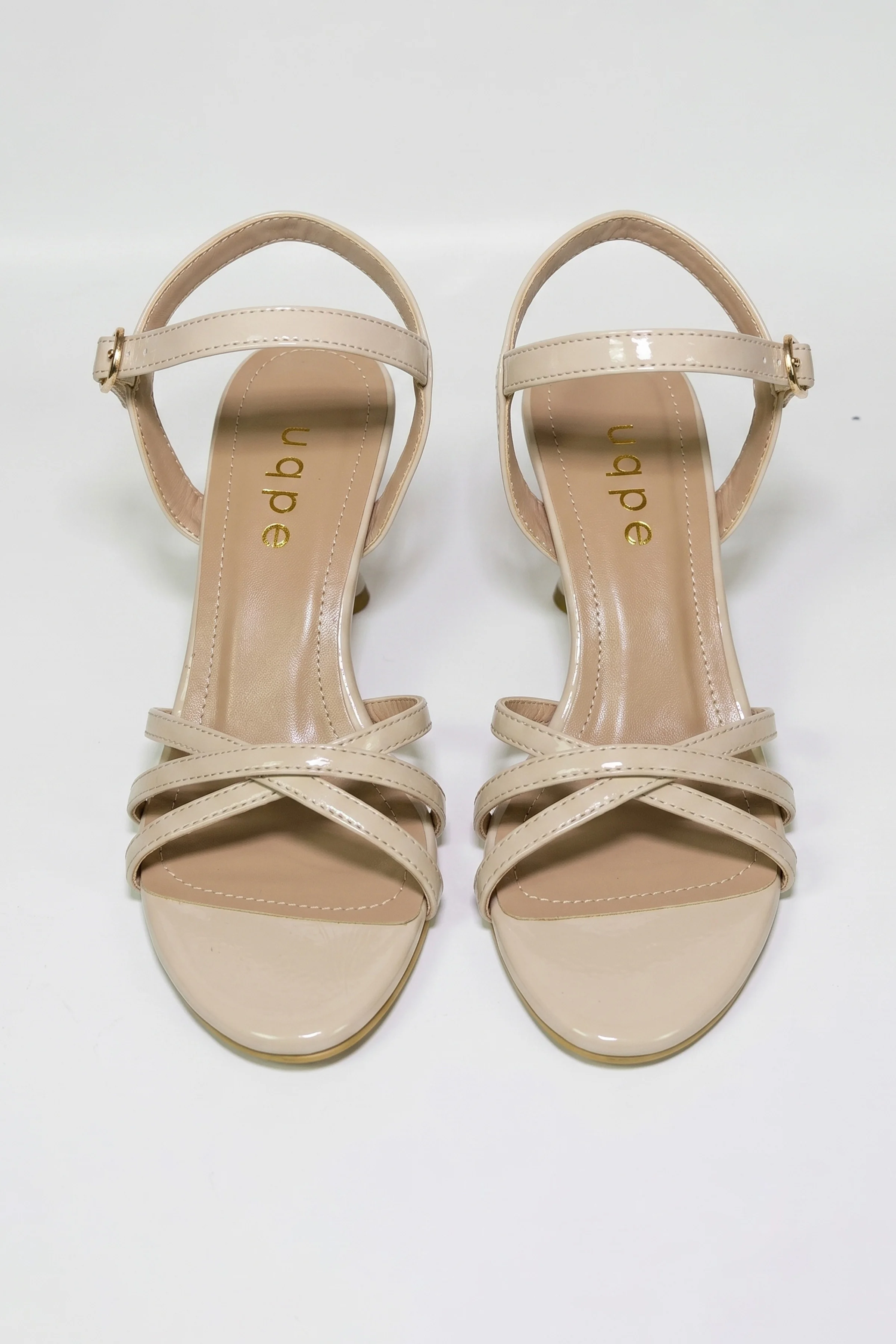 Kelly İnce Çapraz Bantlı Kadeh Kadın Topuklu Sandalet - EKRU